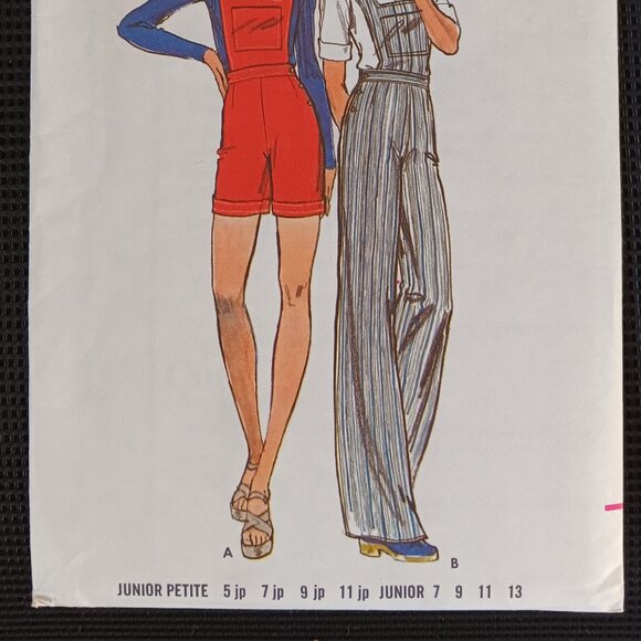 Rare Vintage Uncut Butterick 3527 70s Junior Jr Petite Bib Overalls Romper - Picture 2 of 4